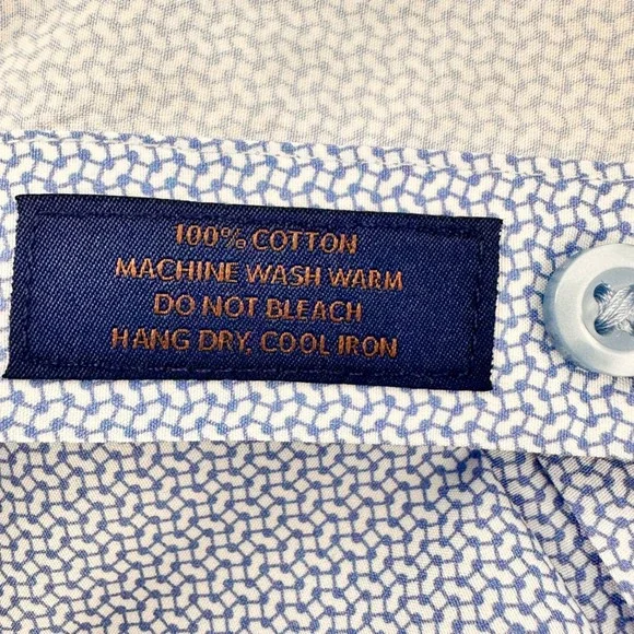 David Donahue Men's Dress Shirt Blue Geometric Pattern 16.5 32/33 100% Cotton - Picture 6 of 12